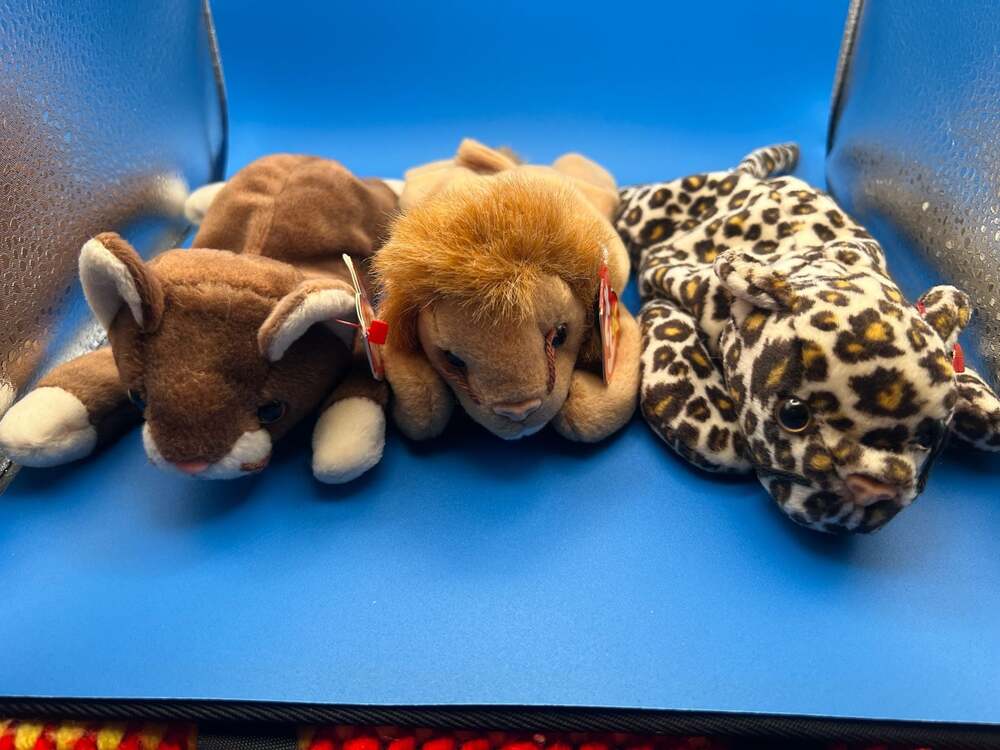Ty Beanie Baby Safari Animal Bundle - Lion, Leopard & Mountain Lion (1996-1997)
